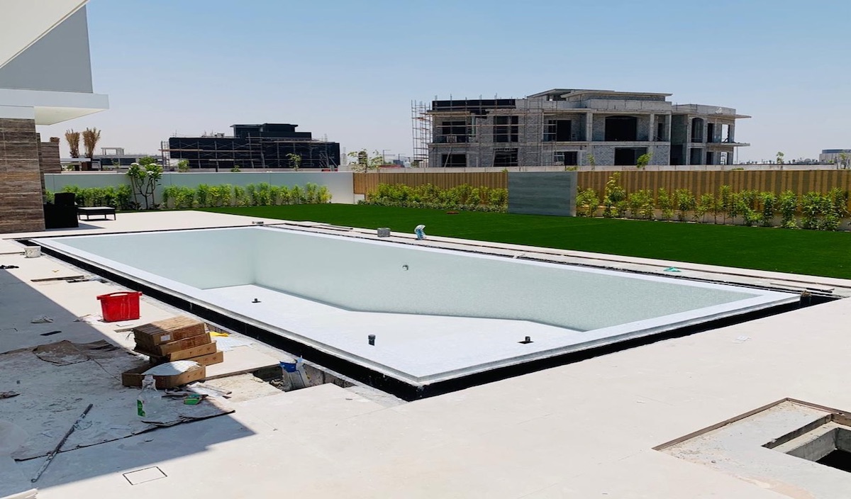 Luxury Overflow White Pearl Mirror Pool | Dubai Hills Dubai