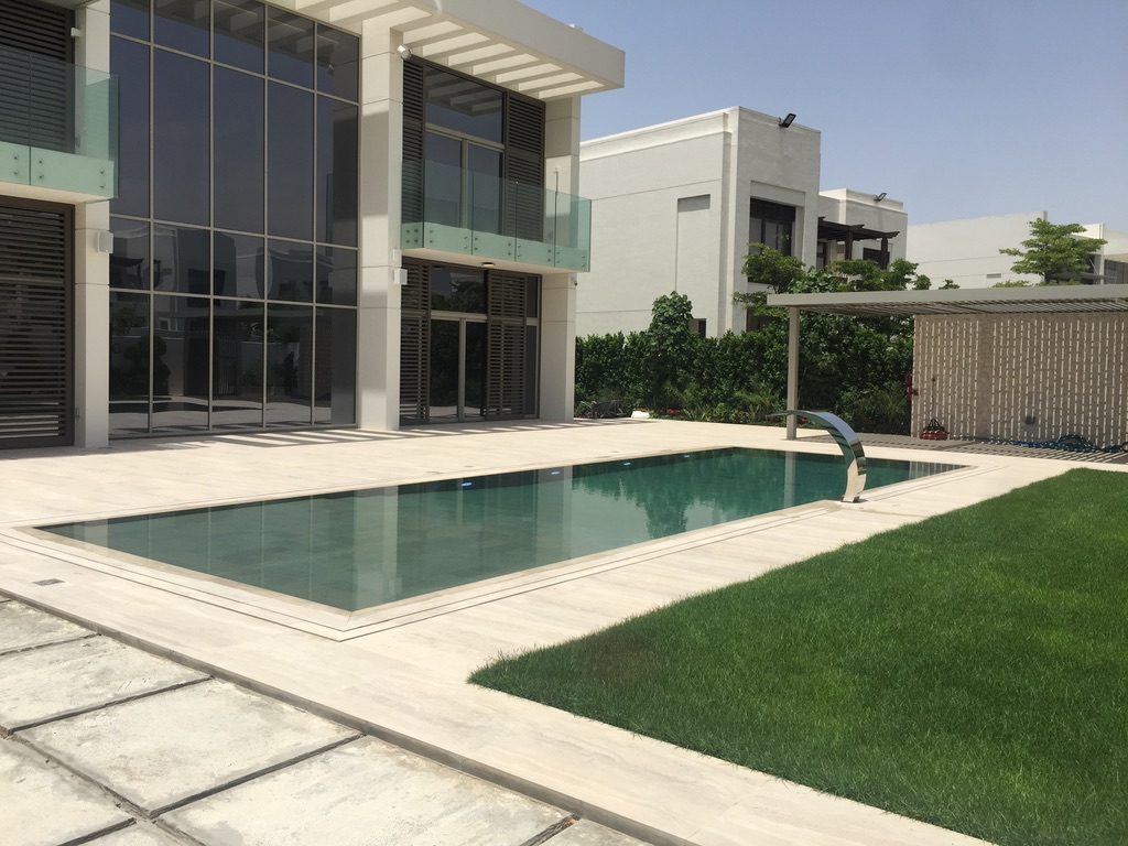 Luxury Overflow Mirror Pool with Bali Tiles | District One Dubai