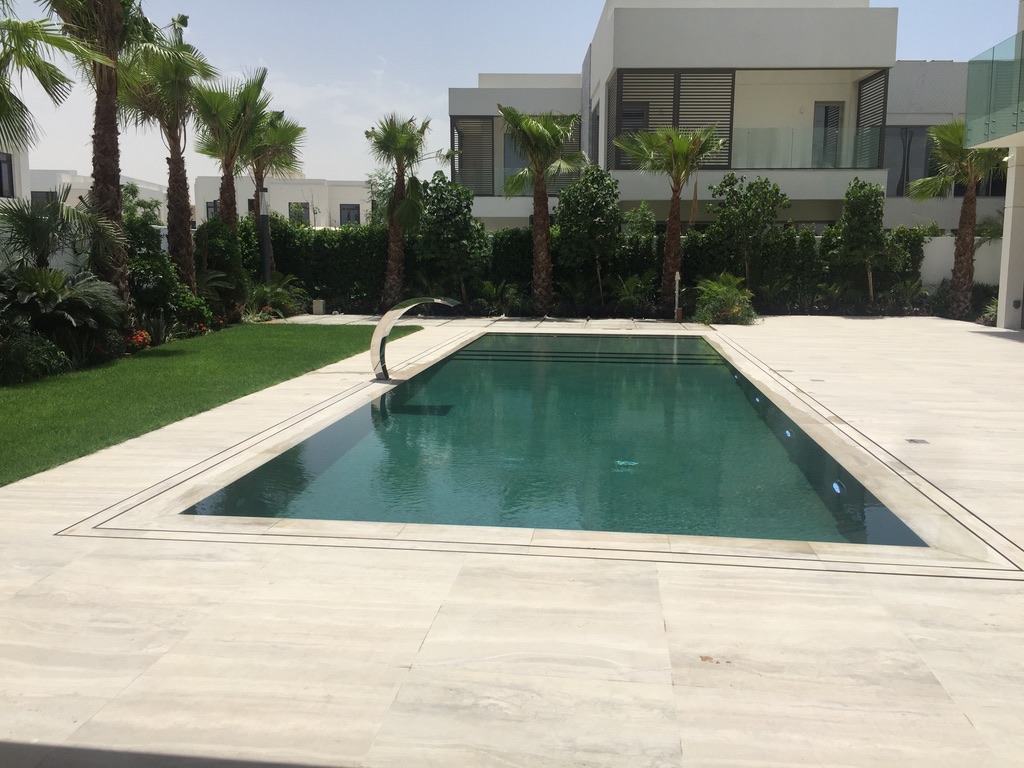 Luxury Overflow Mirror Pool with Bali Tiles | District One Dubai