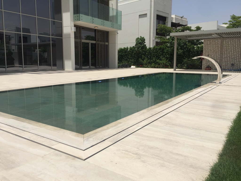 Luxury Overflow Mirror Pool with Bali Tiles | District One Dubai
