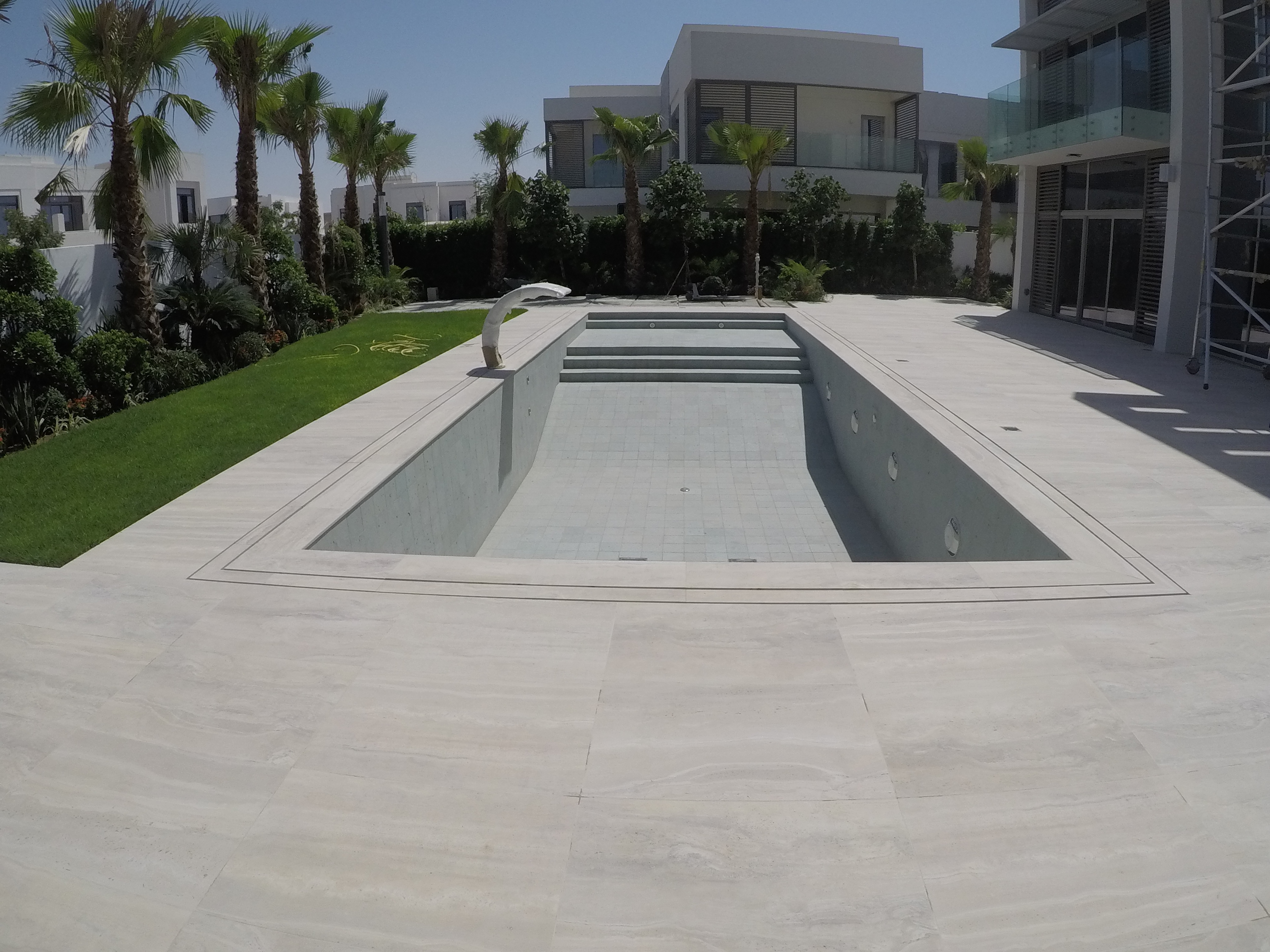 Luxury Overflow Mirror Pool with Bali Tiles | District One Dubai