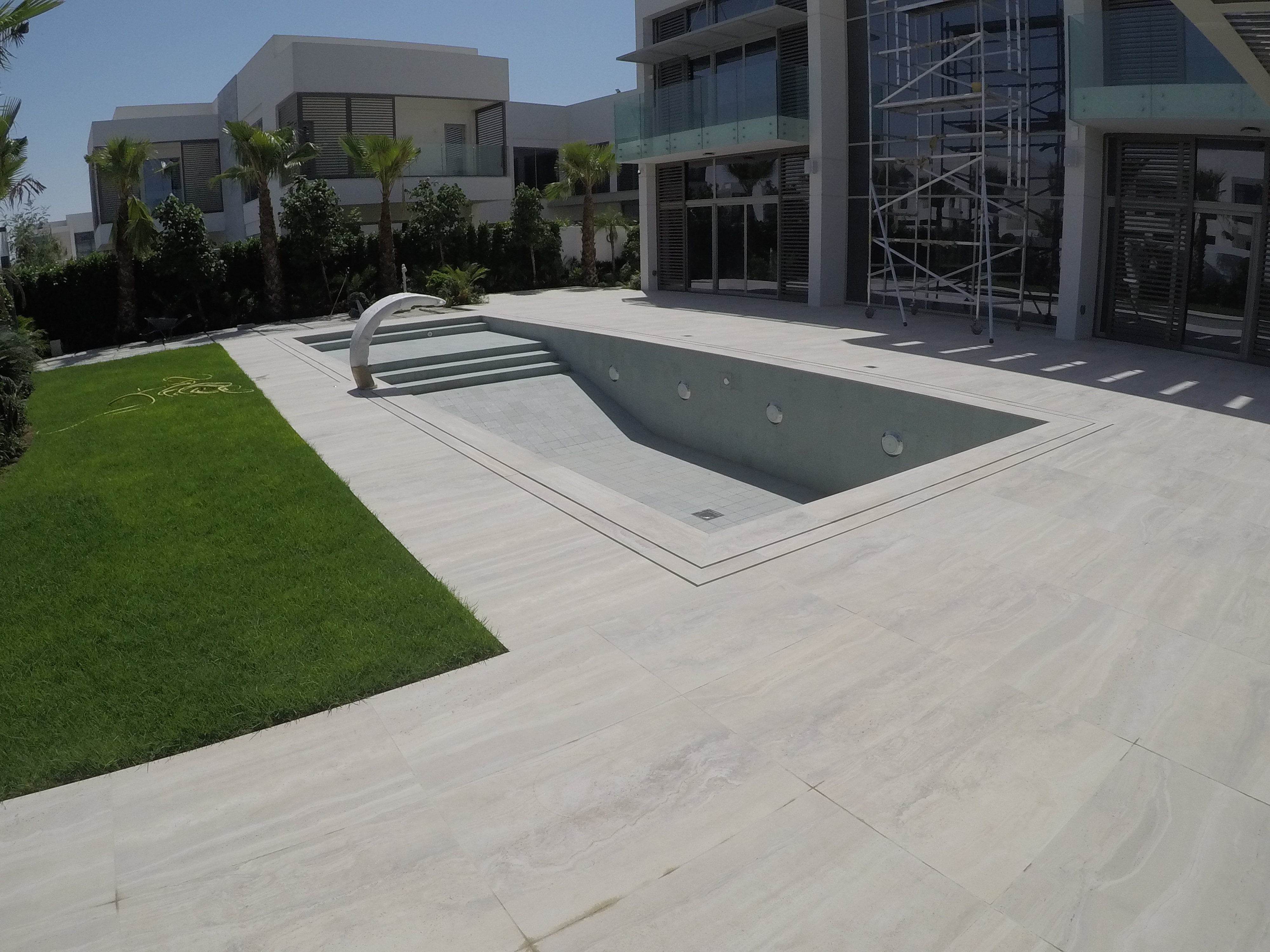 Luxury Overflow Mirror Pool with Bali Tiles | District One Dubai