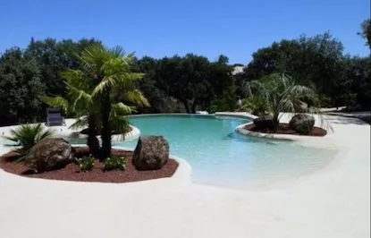 Beach entry pool with a gentle slope for a natural shoreline feel